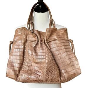 Nancy Gonzalez genuine crocodile bag tote brown tan
